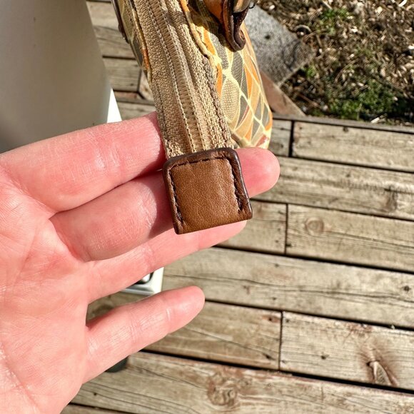 VTG Fossil Key Per Purse Crossbody Shoulder Bag Retro Multi-colored Orange Tan C - Picture 9 of 15